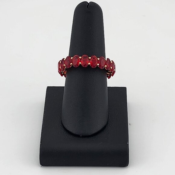 Sterling Silver 925 Twist Ring with Multi Red Gemstones – Bold & Elegant Design